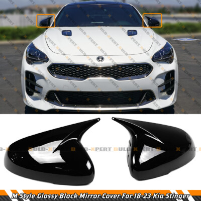 FOR 18-23 KIA STINGER GT M STYLE GLOSS BLACK SIDE MIRROR COVER CAP ADDON OVERLAY