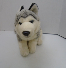 Toys R Us Siberian Husky Dog Plush Stuffed Toy Animal Gray Wolf 10  