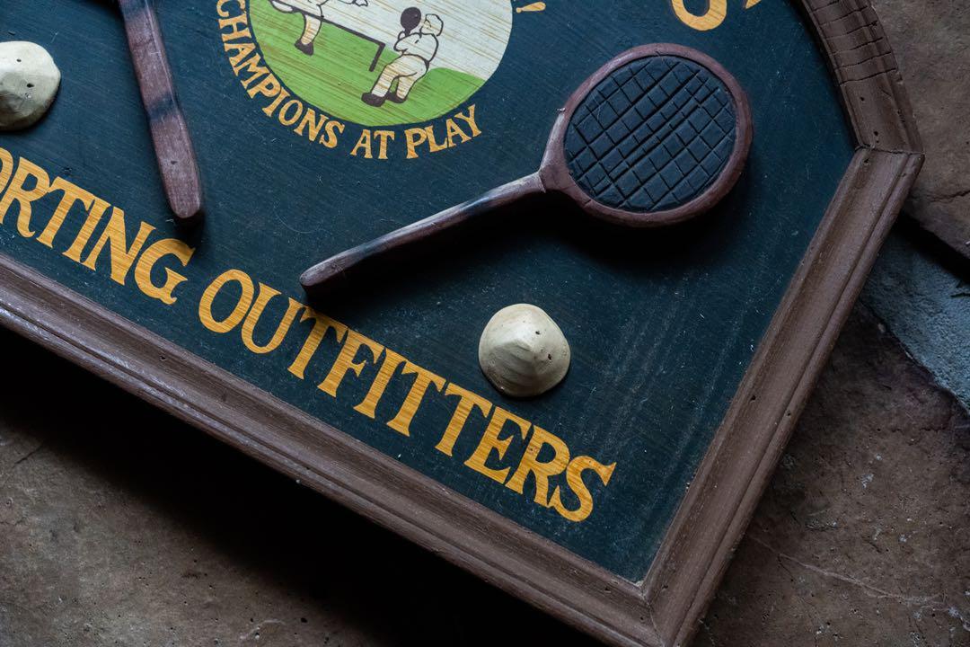 UK antique tennis langwood board sign object Vintage Antique