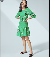 $148 Ann Taylor Floral Belted Flounce Shift Dress-536119-Parrot Green-sold out!