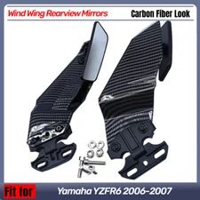 Carbon Fiber Look Wind Wing Rearview Side Mirrors for Yamaha 2006 2007 YZF R6