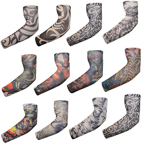 6 Stück Tattoo Ärmel Armstrümpfe - UV Schutz Mit Tattoo Motiven Für Outdoor