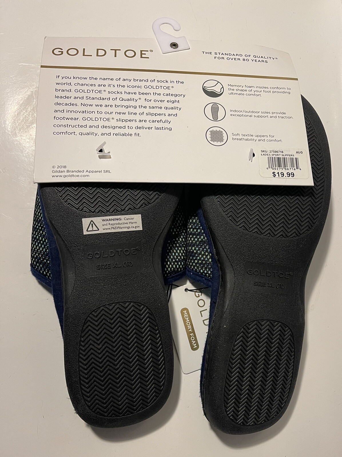 PANTOFOLA D’ORO PUNTA ORO ciabatte donna memory foam slide taglia XL (11) blu verde navy nuove con etichette