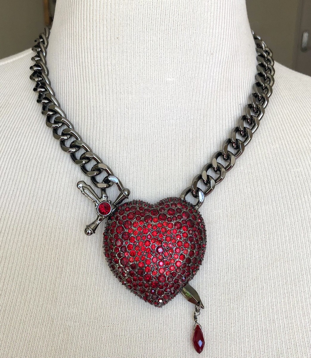 Betsey Johnson Halloween Wooned Bleeding Heart Necklace
