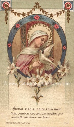 Faithful Virgin Mary, Pray for Us– based on a Vintage French Holy Card – Catholi - Picture 5 of 21