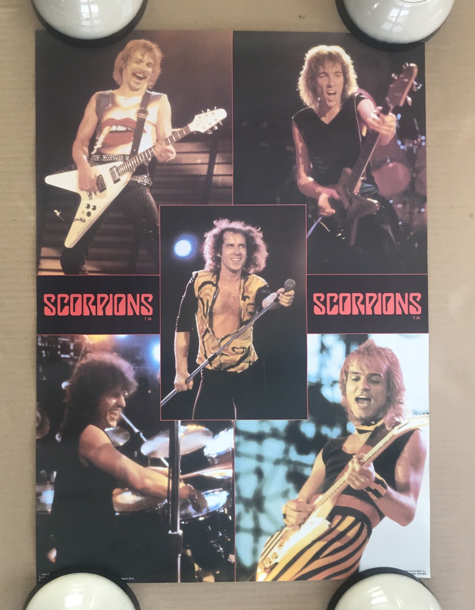 Vintage Original 1980s Scorpions Collage 1984 Poster Rock Music