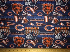 NEW CHICAGO BEARS COTTON Fabric 1/4yard 9inX 44in BEARS  C  LOGO WIN DIY MASK