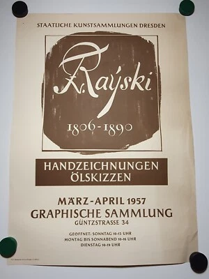 Plakat Ferdinand von Rayski Ausstellung Dresden Güntzstraße 34 1957 Original DDR - Bild 1 von 4