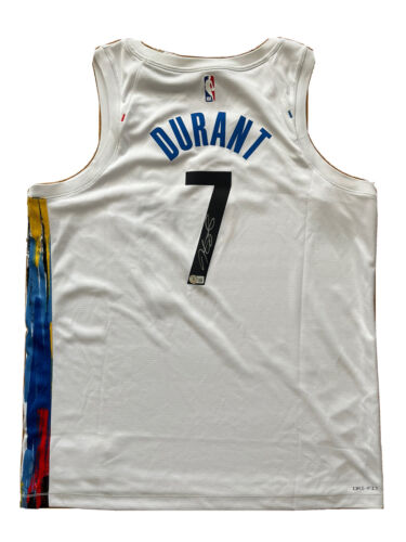 KEVIN DURANT SIGNED BROOKLYN NETS CITY EDITION NIKE SWINGMAN JERSEY BAS COA - Picture 1 of 4