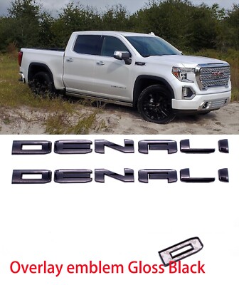 Door DENALI SIERRA Overlay Emblems For Sierra 1500 2019-2024 Gloss Black