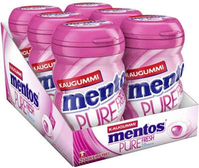 Mentos Pure Fresh Bubble Cool - Kaugummi ohne Zucker - 6 Dosen