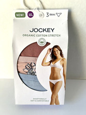 NEW Jockey Womens 3 Pairs Organic Cotton Stretch Bikini Panties XXL 47-49" NIP