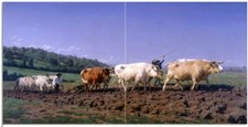 Tile Mural Cows Field R. Bonheur Kitchen Bathroom Wall Backsplash Marble Ceramic