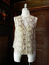 H M Womens V-Neck Animal Print Sleeveless Button Down Sheer Blouse Top EUR38 US8