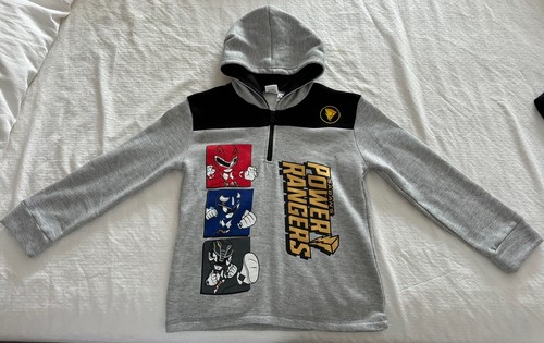 Power Rangers Gray Fleece Lining Pullover Hoodie Youth Kids 10/12 Large L - Picture 2 of 5