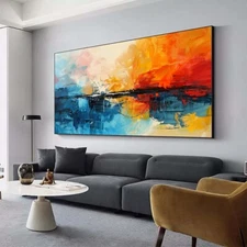 Red  Wall Art Paintings Red Hand Painted Abstract Oil Painting on Canvas