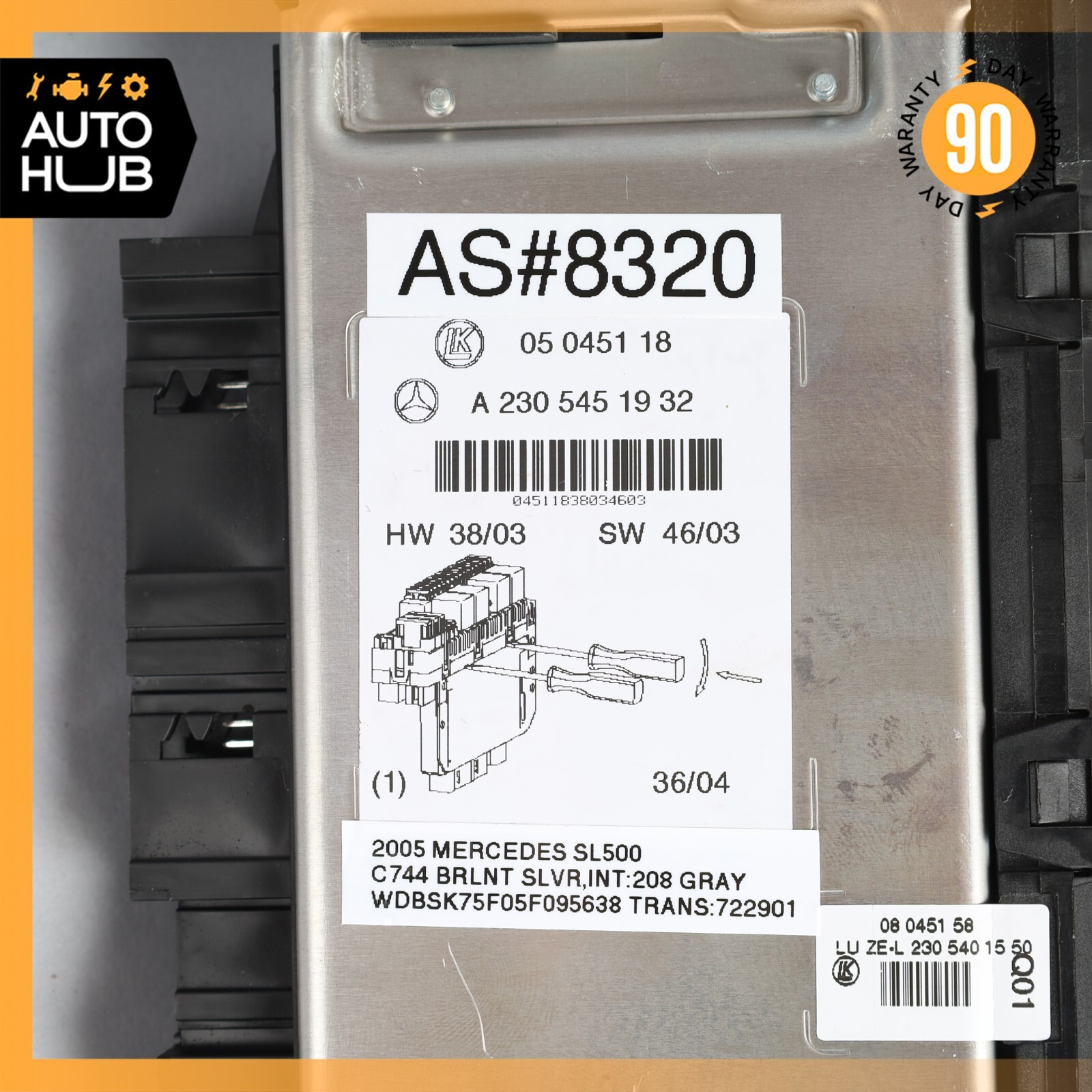03-12 Mercedes R230 SL500 SL55 AMG Front Left SAM Fuse Box Control Module OEM