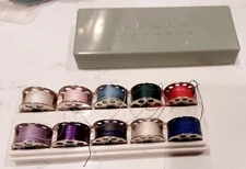 Vintage Sears Kenmore Metal Sewing Bobbins Lot of 10 With  Case