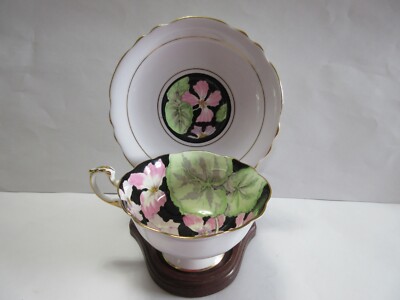 Paragon Double Warrant Bone China Pink Geranium Floral Tea Teacup & Saucer Set