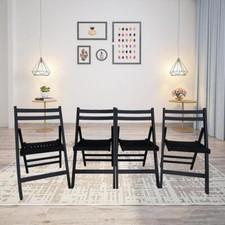 High Quality Set of 4 Slatted Wood Folding Special Event Chair black New Style