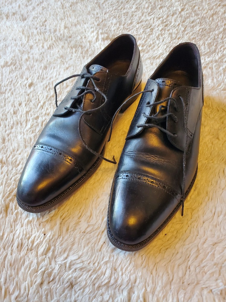ERMENEGILDO ZEGNA Black Cap Toe Half Brogue Derby Leather  display picture 1