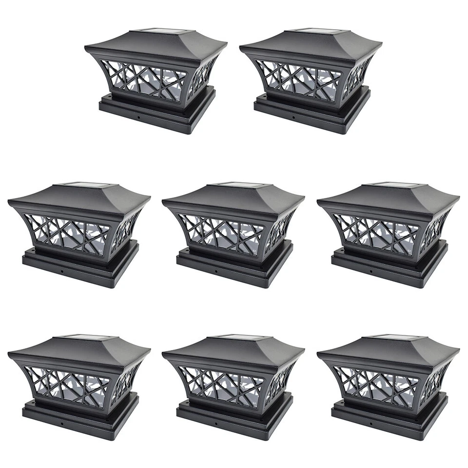 8 luces de poste solares negras/bronce/plateadas 6 x 6 lámpara de valla tapa de cubierta exterior Foto 3 de 4