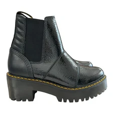 Dr. Martens Rosalie Distressed Patent Chelsea Heeled Boots Women’s Size 7
