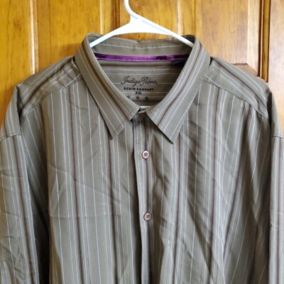 Indigo Palms Denim Co Mens Khaki Button Down Shirt Long Sleeve Sz XXL Free Ship