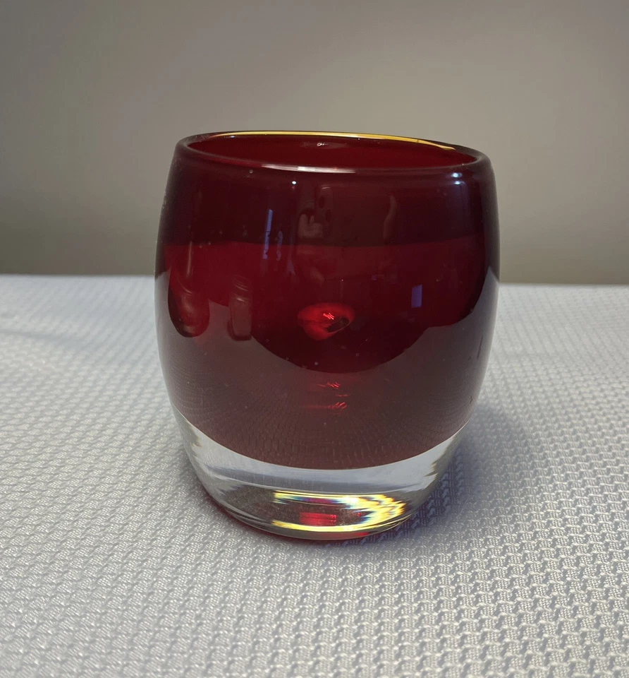 Ящик и бочка рубиновый красный тяжелое красное стекло обетные подсвечники Польша - Изображение 2 из 4