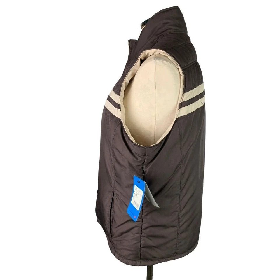 Medium Izod Brown Vintage Women's Full Zip Up Reversible Puffer Vest New - Image 4 of 4