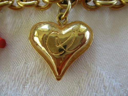 VTG AUTHENTIC CHRISTIAN LACROIX GOLD TONE MULTI CHARM CHAIN BRACELET HEARTS - Picture 7 of 12
