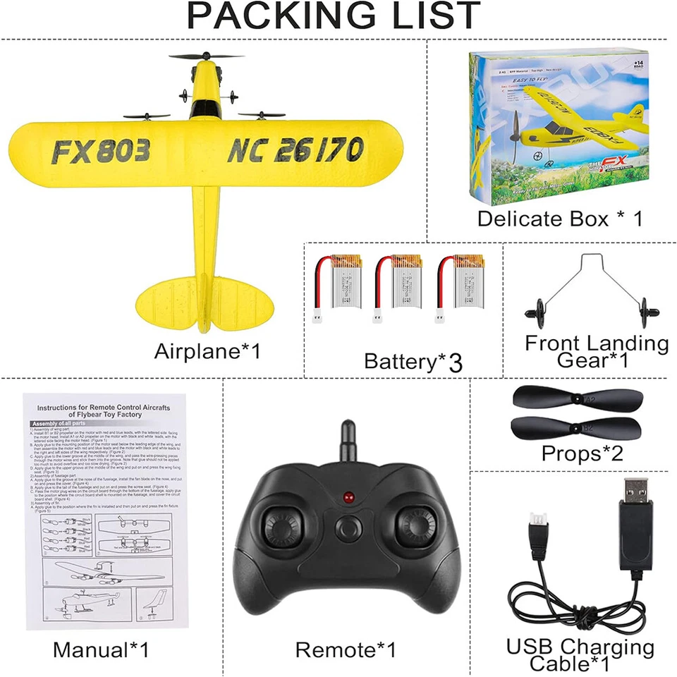 RC Plane Remote Control 2.4GHz 2Channel RC Airplane Built in 6Axis Gyro for Kids - Image 2 of 4