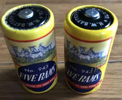 2x Vintage Five Rams Batteries No. 943 1.5 Volts Size C | eBay