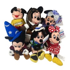 Mickey and Minnie Mouse Bean Bag Plush Lot Disney 6 Sorcerer Pilot Stuffed New