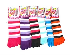 6 Pairs Toes Socks Stripes Men Women Girls Five Fingers Ankle Socks