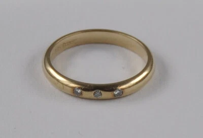 Vorsteck Band Ring 3 Steine Diamant Brillant 585 Gold massiv - Bild 1 von 4