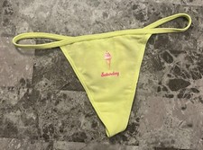 NWOT VICTORIA'S SECRET GREEN PINK ICE CREAM CONE SATURDAY V STRING THONG PANTIES
