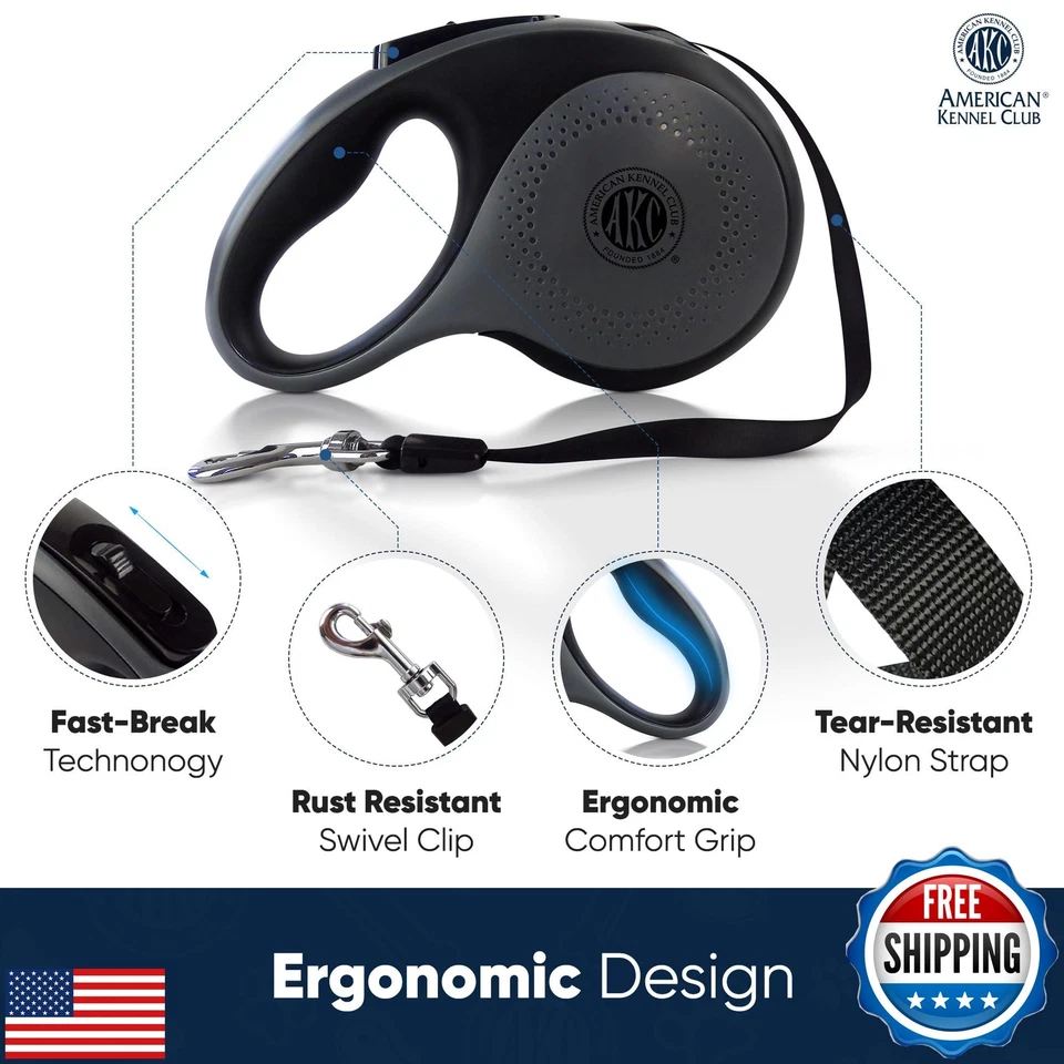 Correa retráctil sin enredos American Kennel Club para perro, 16,4 pies, para perros hasta t Foto 2 de 4