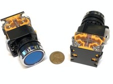 2 Pieces Blue Latching push button switch 22mm normally open closed no n/c C32