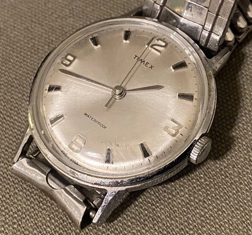 Vintage Timex Mechanical Waterproof Watch Silver Dial  (For Parts/Repair)