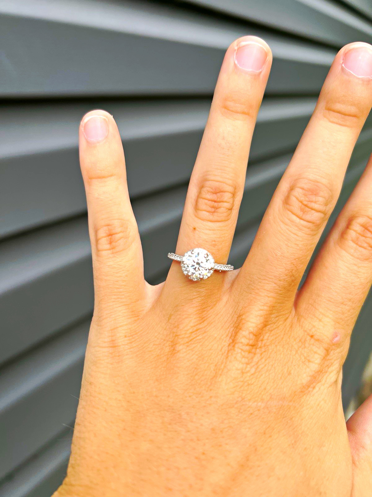 GRA Certified Round Brilliant Moissanite Prong Solitaire Ring 925 WG Size 6