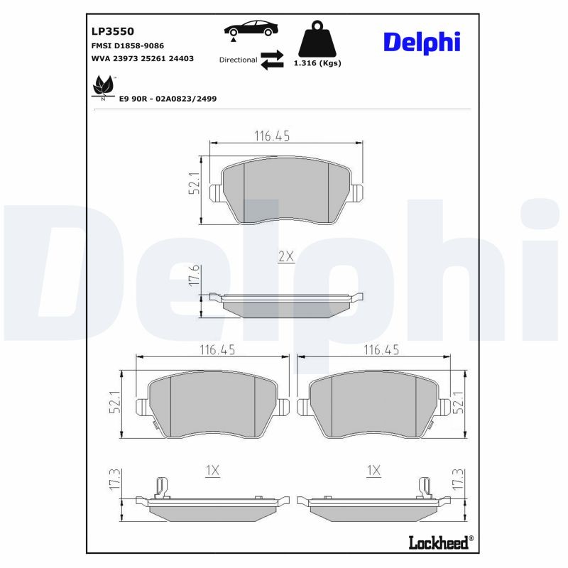 Fits DELPHI LP3550 Brake Pad Set, disc brake LP3550 Brake pads set fr ⭐UK Stock⭐