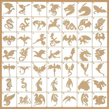 49 Pcs Dragon Stencils for Painting Reusable Plastic 3 3 Inch Dragon Silhouette