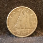 1961 Canada (Dominion) silver 10 cents, Elizabeth II, decent grade, KM-51 (CA6)