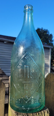 Vintage Antique 32oz. PHIL. PENNSYLVANIA BOTTLING & SUPPLY CO.  Green Glass HUGE