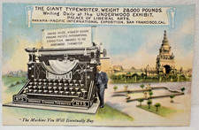 Underwood Giant Typewriter Postcard Advertising Panama Pacific Expo Exhibit thumbnail