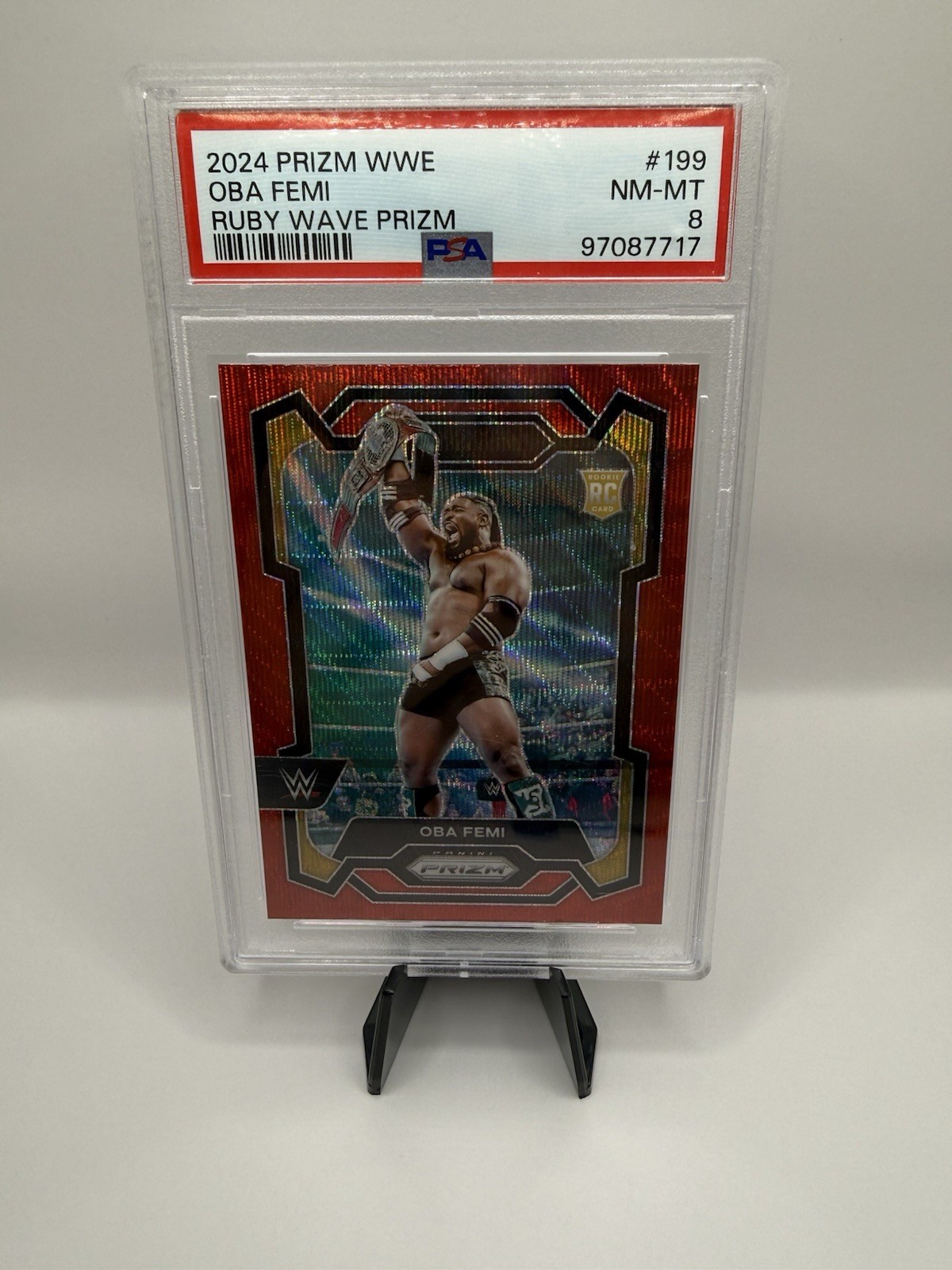2024 Panini Prizm WWE - Oba Femi #199 Ruby Wave Prizm (RC)