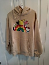 HELLO KITTY AND FRIENDS MULTICOLOR GRAPHIC TAN PULLOVER SWEATSHIRT HOODIE Xl To