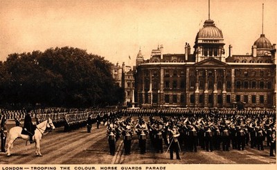 London-Trooping The Colour, Horse Guards Parade, Vintage Postcard