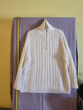 H M Divided Cream Cable Knit Cropped Sweater Vest Women Size L